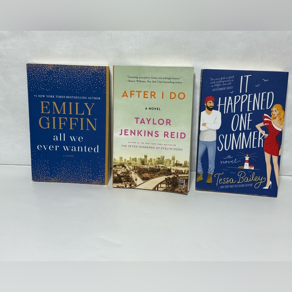 Set of Three Novels by Emily Giffin, Taylor Jenkins Reid, and Tessa Bailey